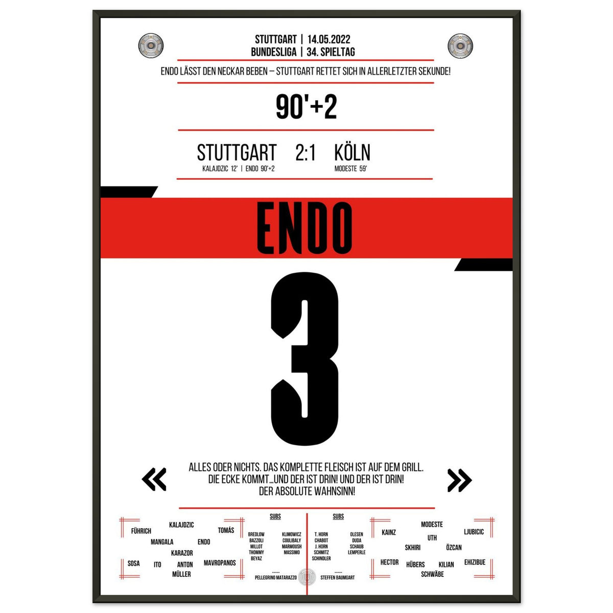 Survival in the Last Second! Captain Endo with the Winning Goal against Köln | Quote Version