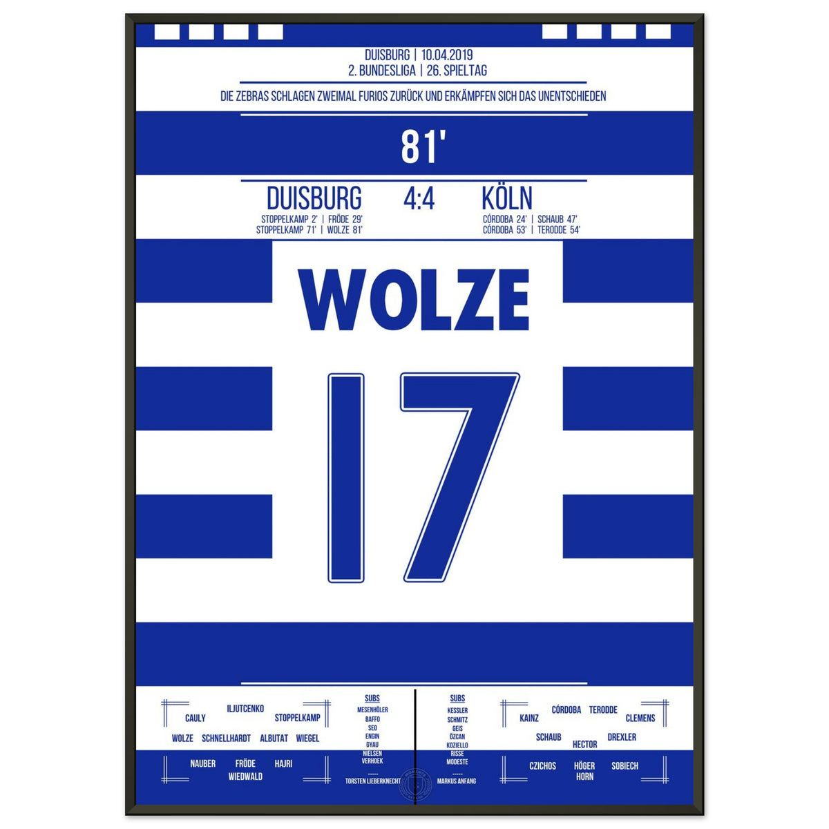 Wolze's Free-Kick Goal for the Equaliser in a Wild 4-4 Draw Against Köln in 2019