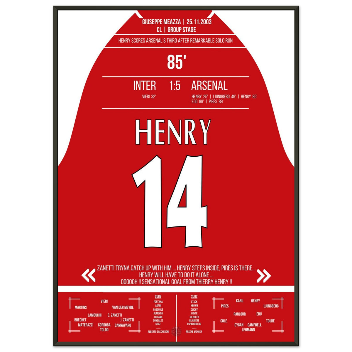 Henry Takes On Inter's Defence Alone In Arsenal's 5-1 Away Win
