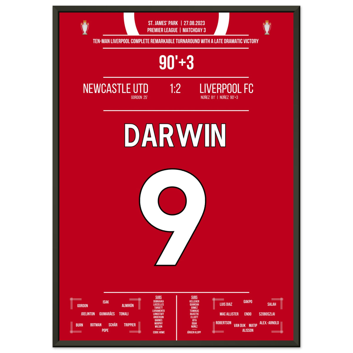 Darwin Nunez's late brace secures victory at Newcastle 2023