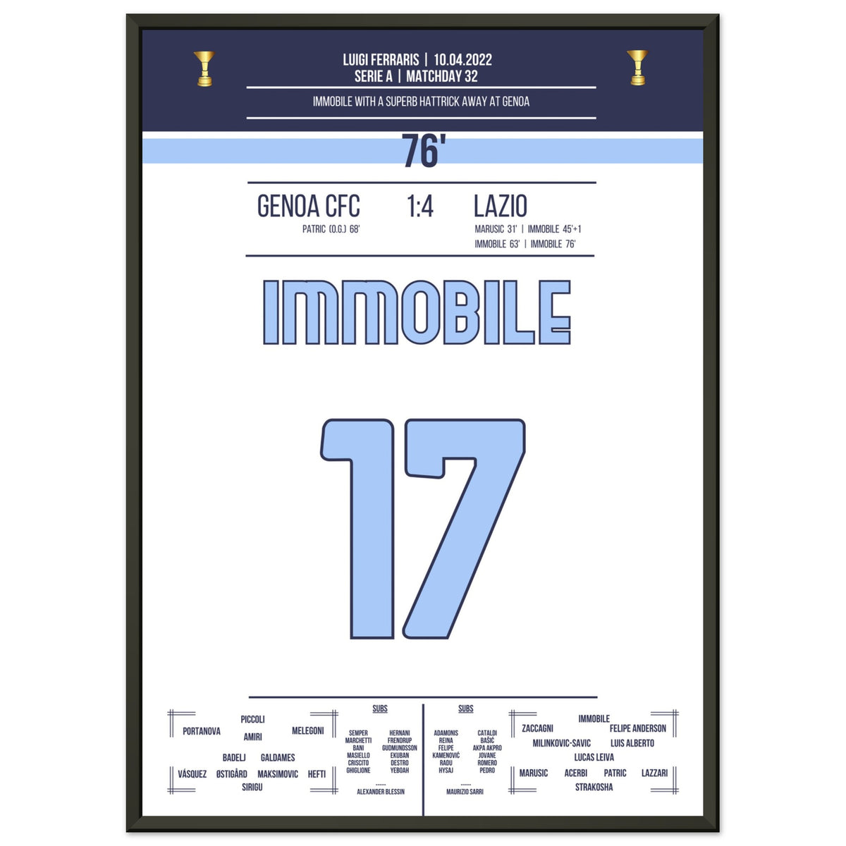 Immobile's hat-trick in the away win against Genoa in 2022