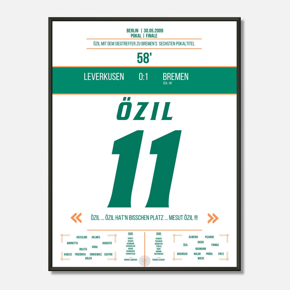 Özil's winning goal in Bremen's 2009 cup win