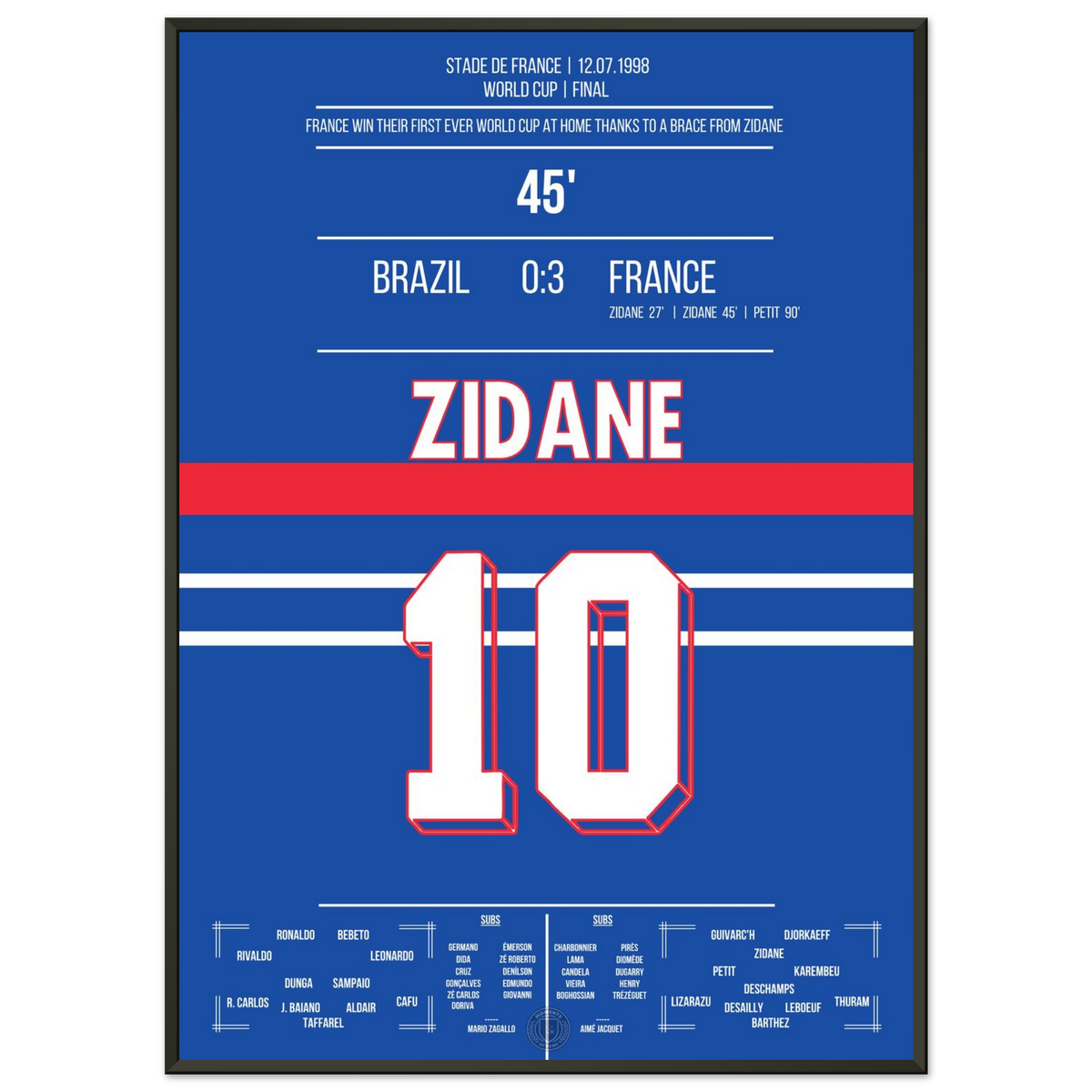 Zidane's header brace seals France's first World Cup title in 1998 against Brazil