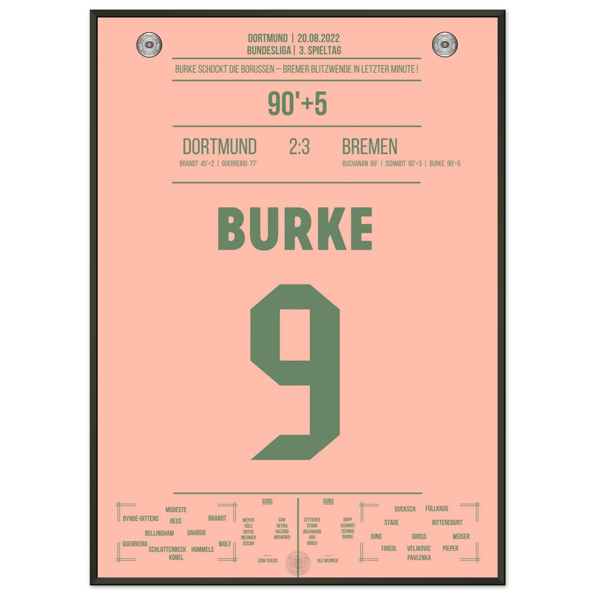 Burke Crowns Bremen's Crazy Comeback in Dortmund 2022
