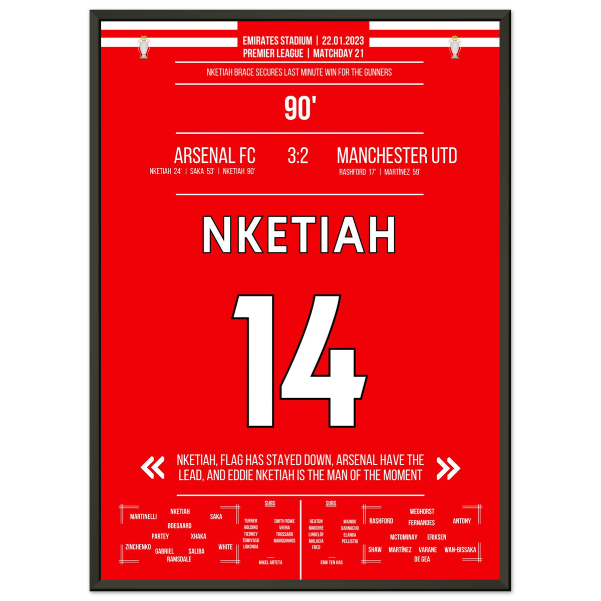 Nketiah Scores Last-Minute Winner Against Man Utd