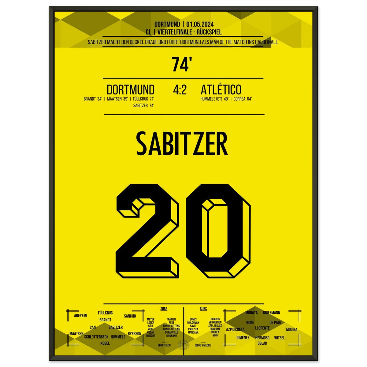 Sabitzer Man Of The Match as Dortmund march into the CL semi-final