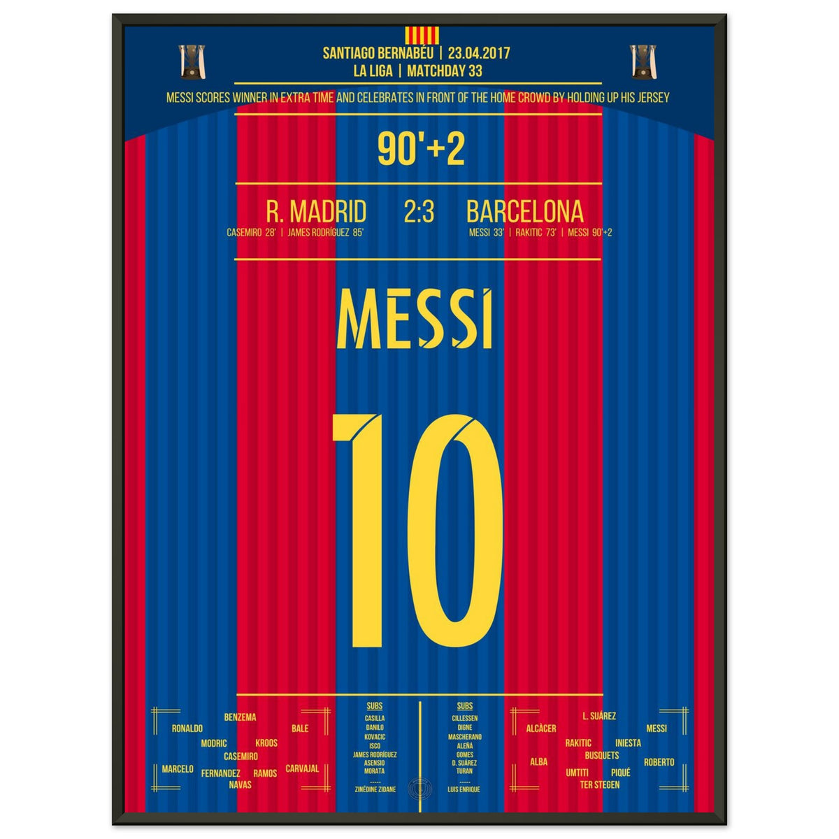 Messi with legendary shirt celebration in front of Real fans