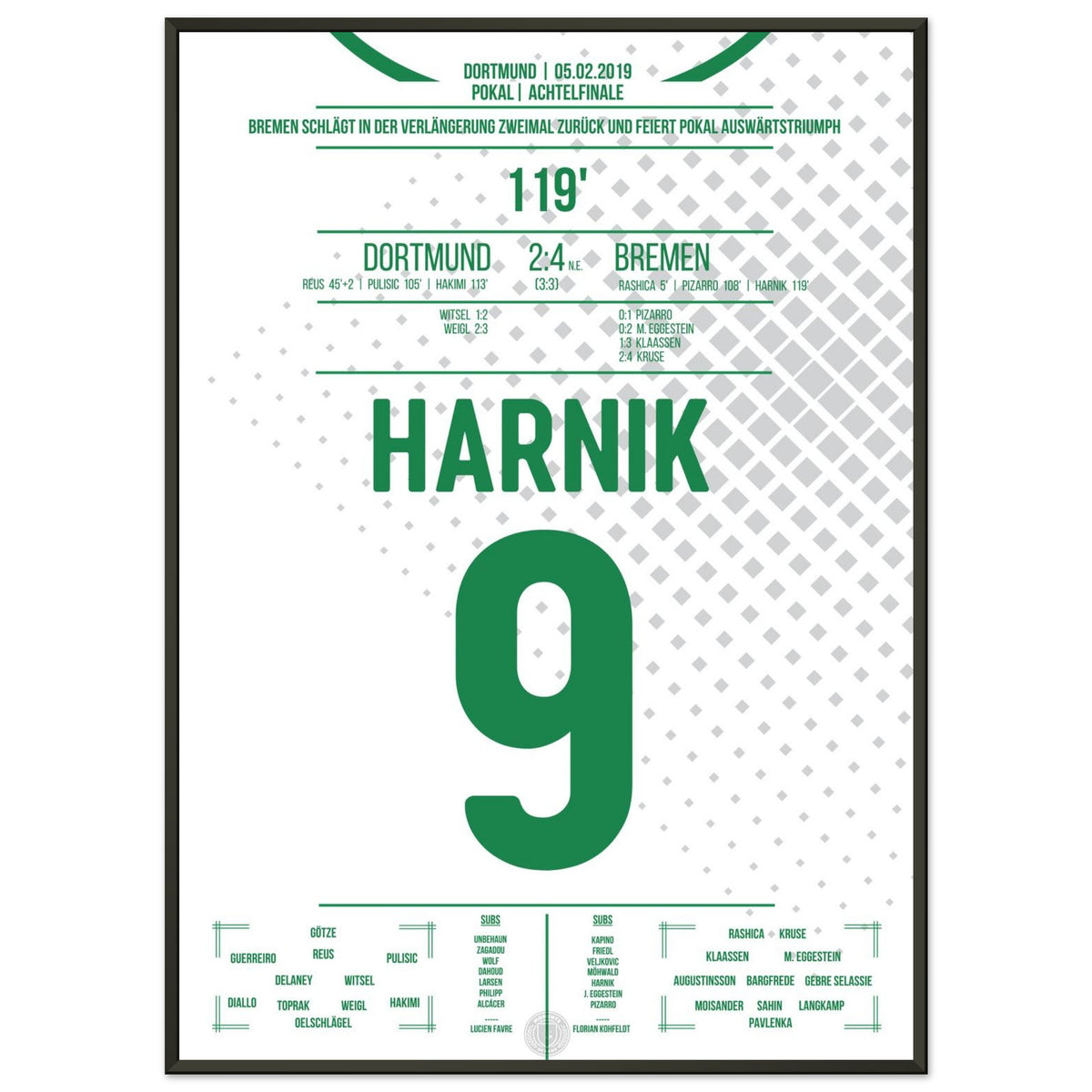 Harnik fires Bremen into the penalty shootout of the 2019 Cup quarter-final