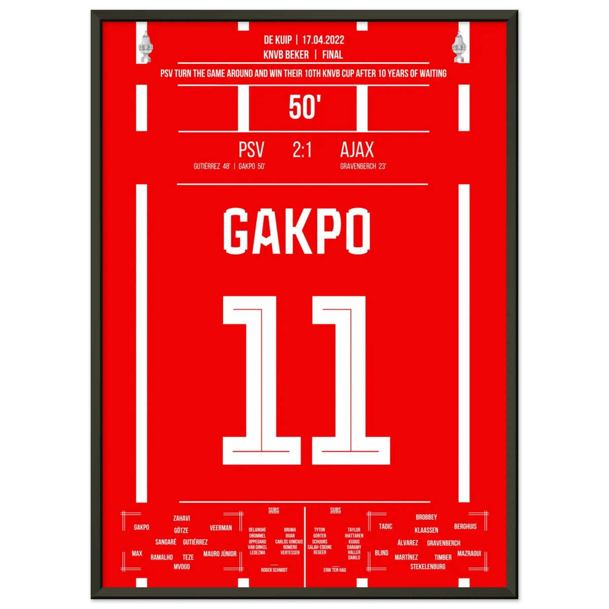 Gakpo scores winning goal in cup final against Ajax 2017