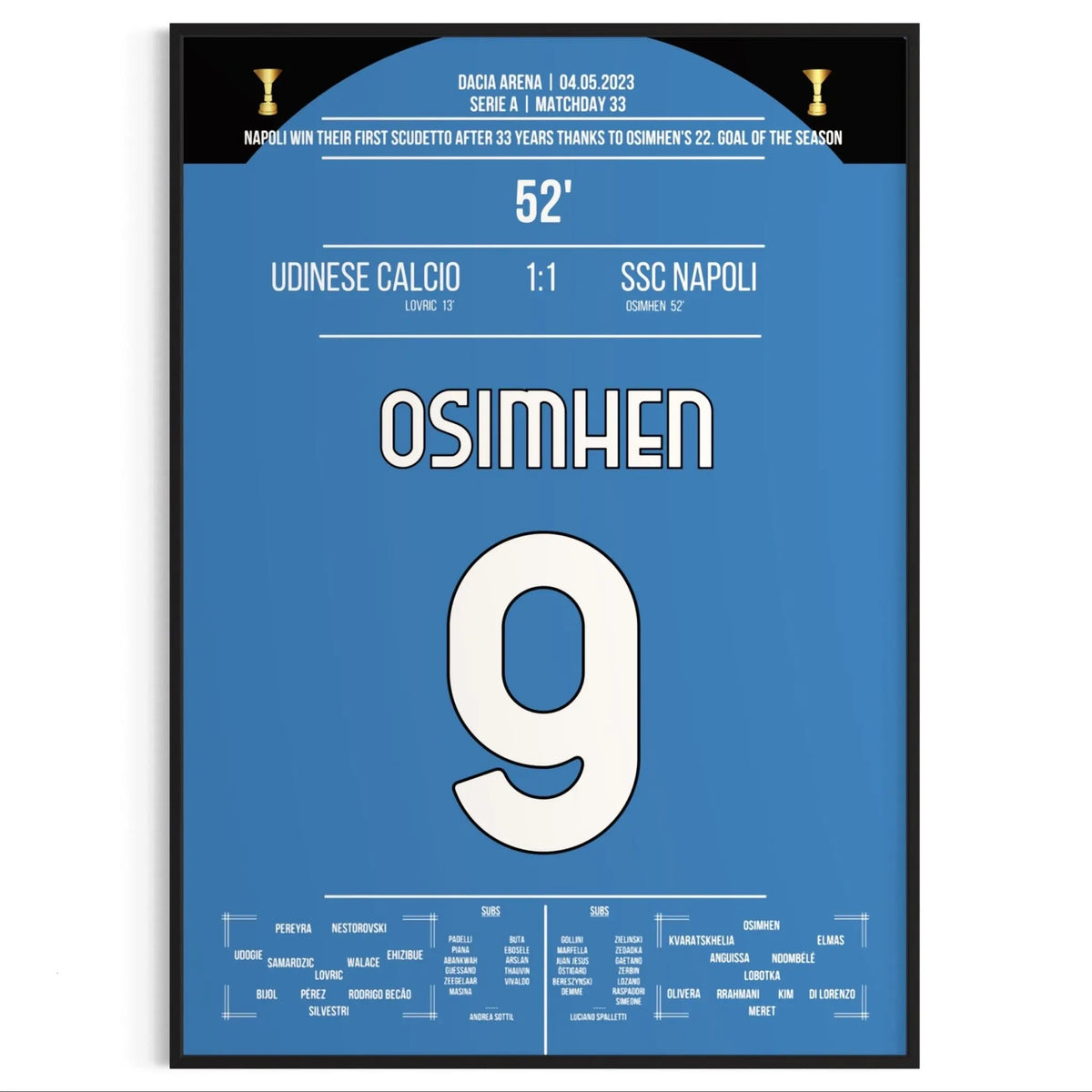 Napoli's 3rd Scudetto in 33 years against Udinese