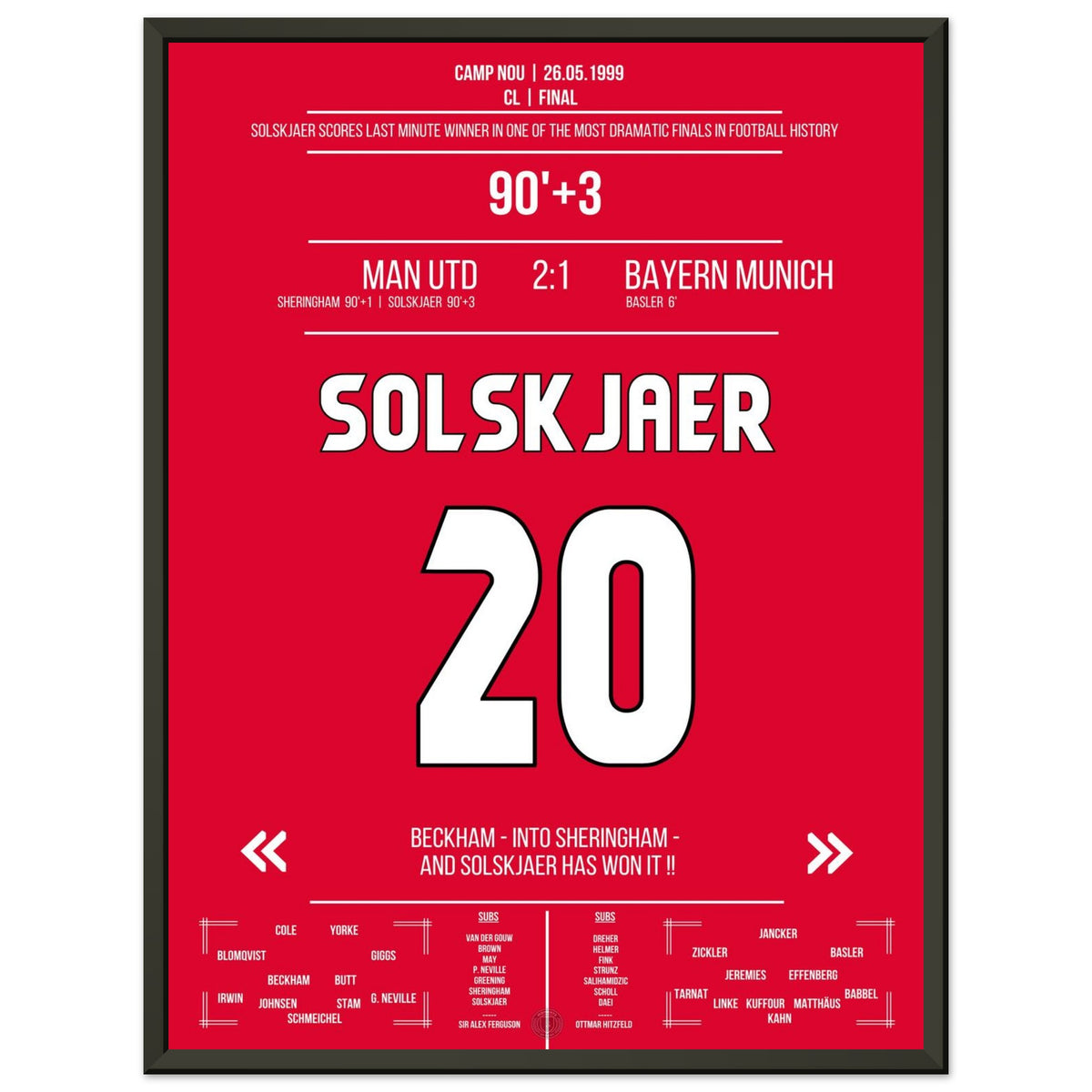 Solskjaer scores in the most memorable comeback in history in the 1999 final against Bayern