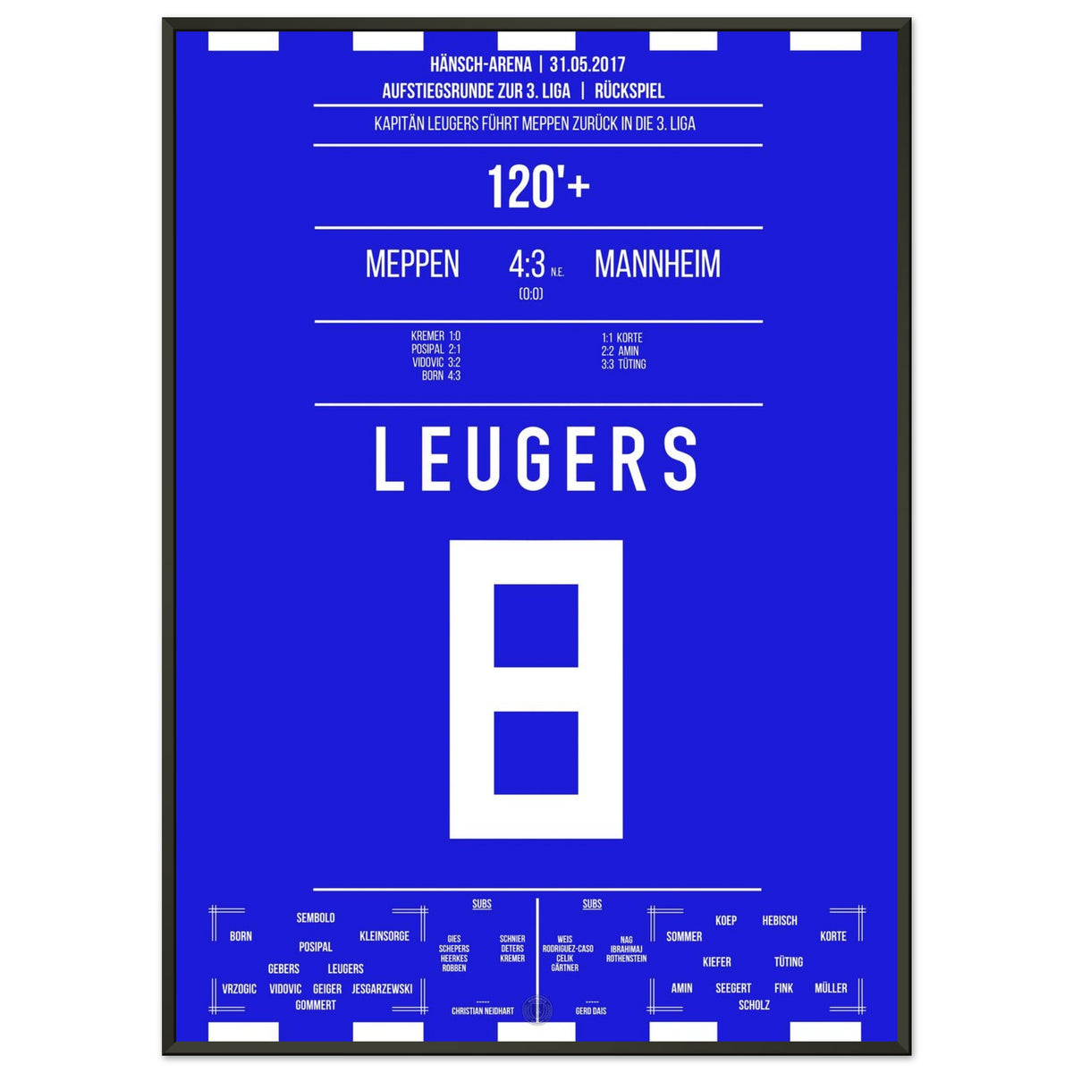 Captain Leugers leads Meppen back into the 3. Liga in 2017