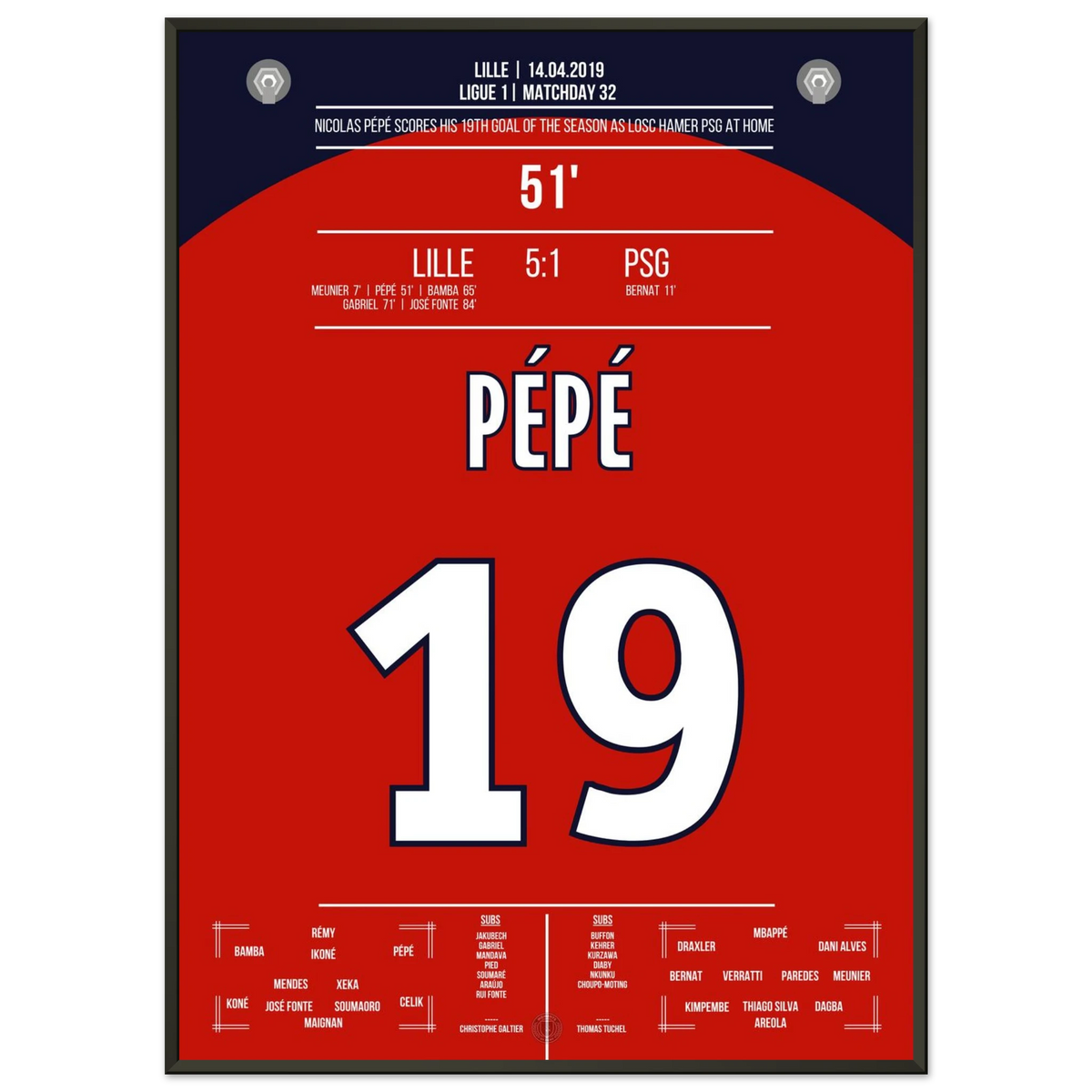 Pépé scores in Lille's 5-1 win against PSG