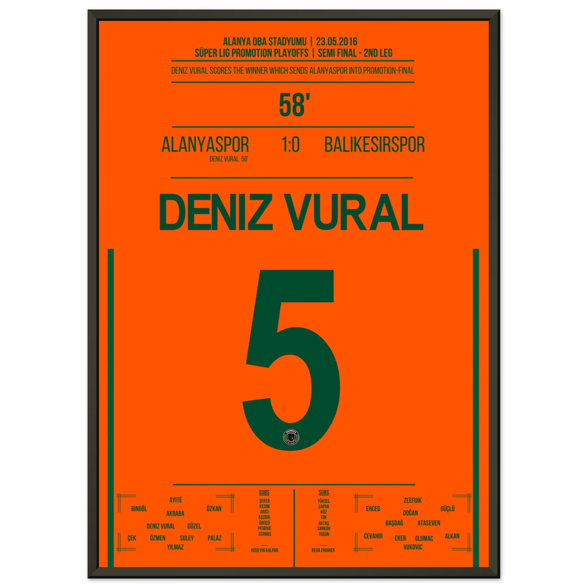 Deniz Vural Fires Alanyaspor into the 2016 Promotion Play-off Final