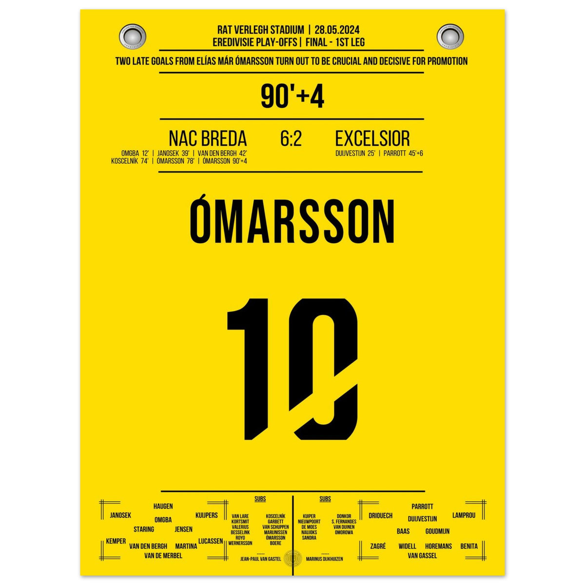 Ómarsson's late brace for NAC Breda on the way to promotion to the First Division