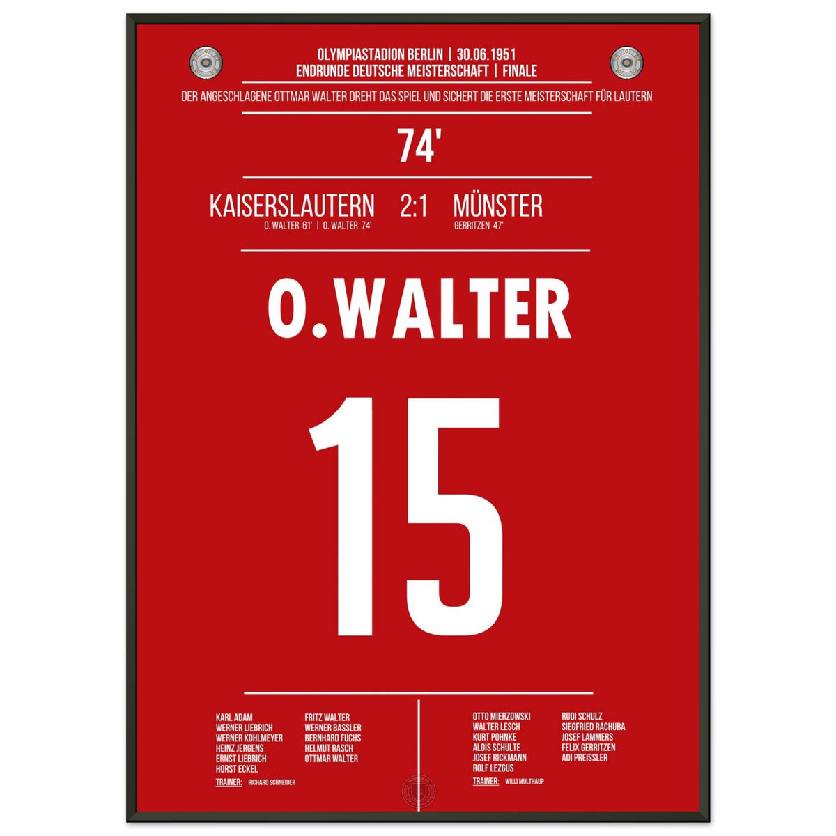Ottmar Walter shoots FCK to their first German championship