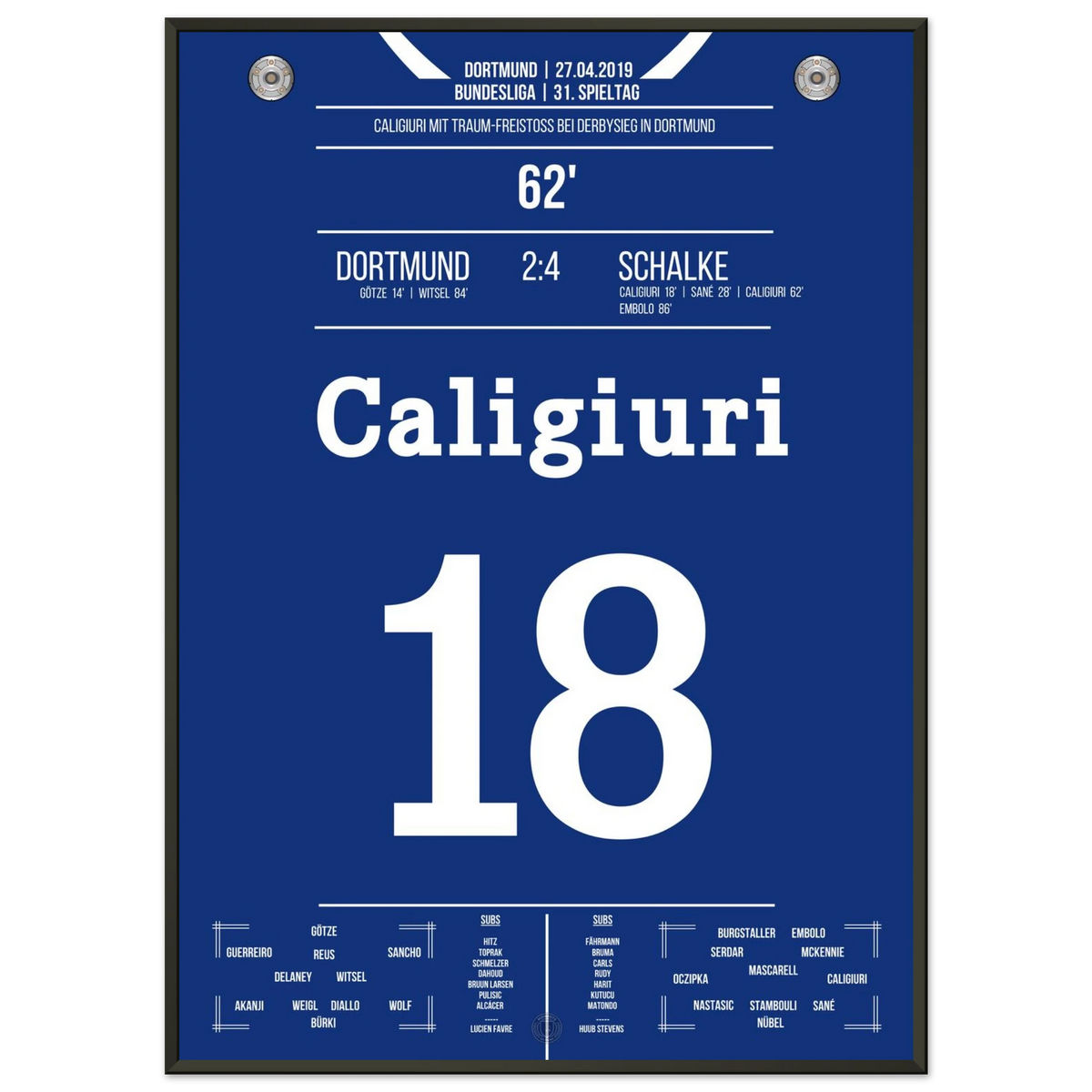 Caligiuri free kick goal at the Revierderby in Dortmund