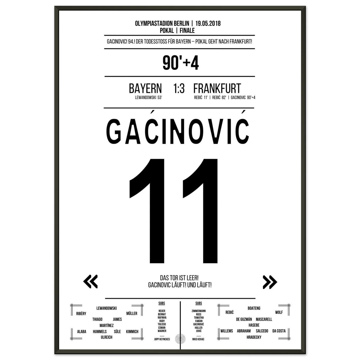 Gacinovic's 70-meter run to cup triumph against Bayern 2018