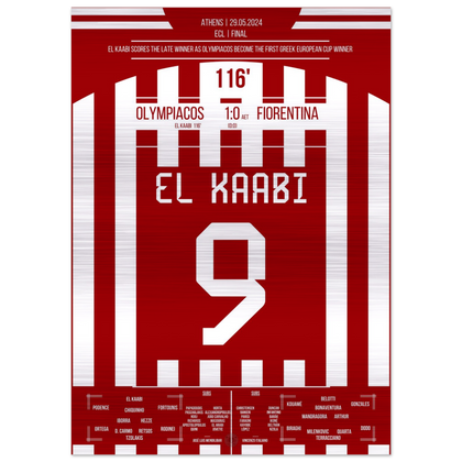 (Metal Print) El Kaabi shoots Olympiacos to their first European title in history