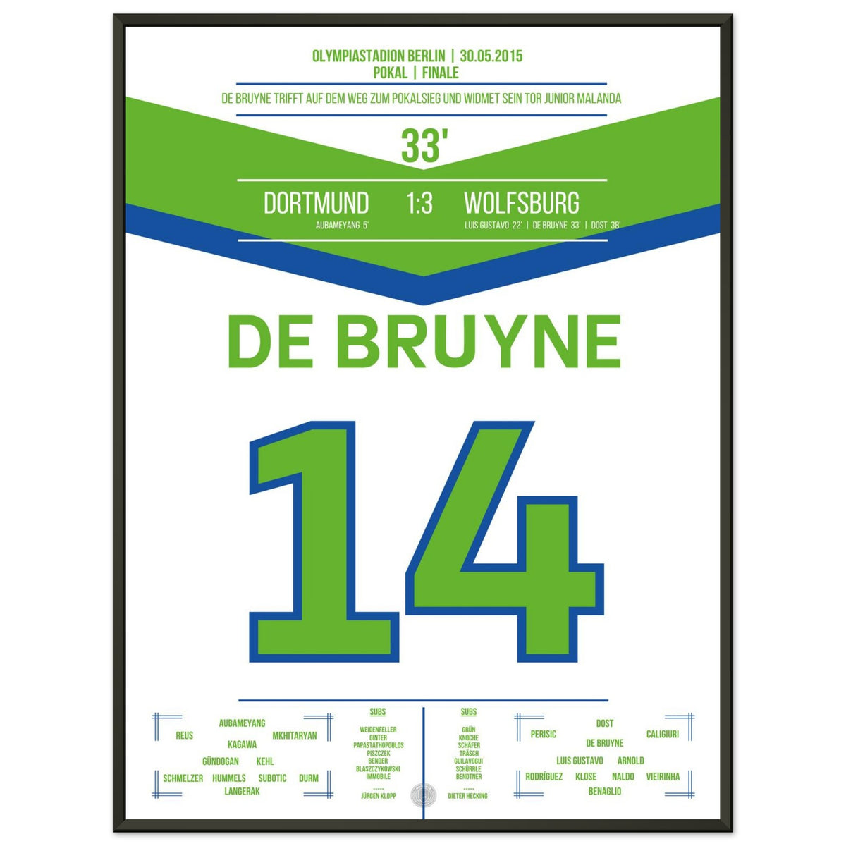 De Bruyne leads the Wolves to DFB Cup victory 2015 against Dortmund