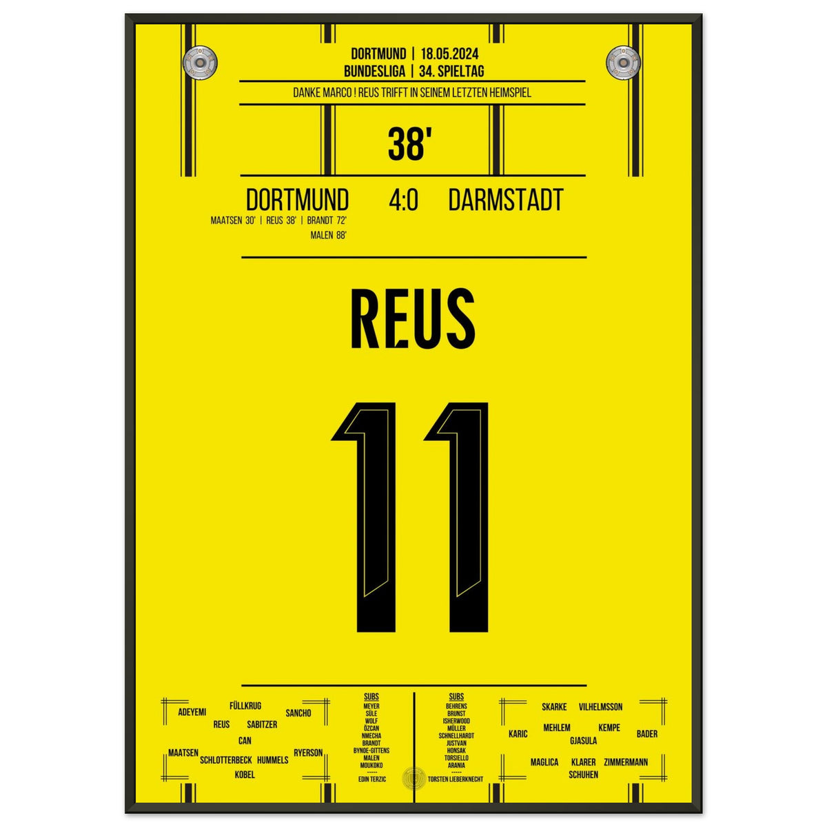 One last time, yellow wall: Marco Reus scores in his final home game in Dortmund