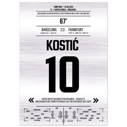 (Metal Print) Kostic's gala performance at Frankfurt's big party in the Camp Nou