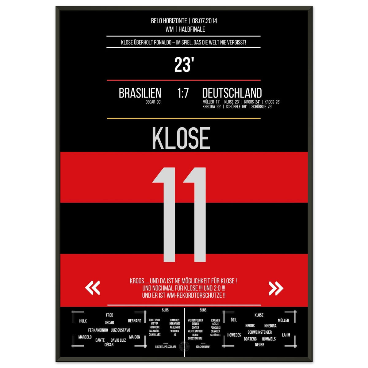 Klose's World Cup record goal in Germany's 7-1 victory over Brazil 2014