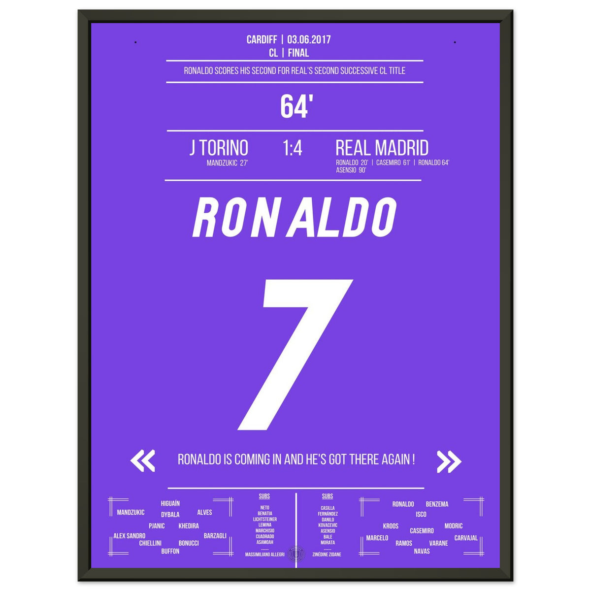 Ronaldo scores in the 2017 final blowout victory