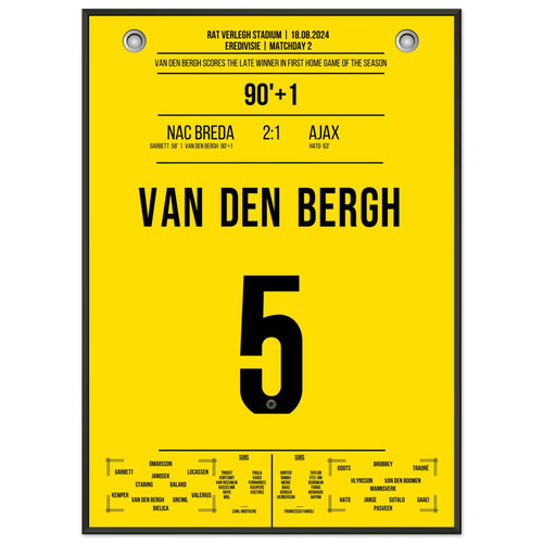 Van den Bergh's late winner in the first home game of the season against Ajax