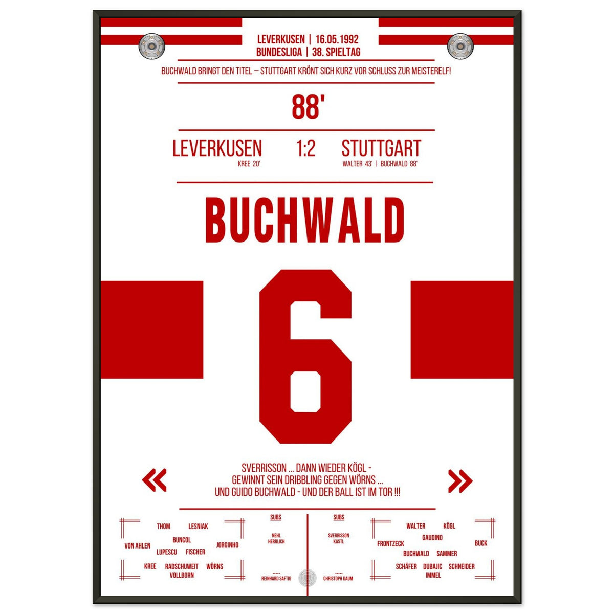 Buchwald's Gateway to the Championship 1992 against Leverkusen