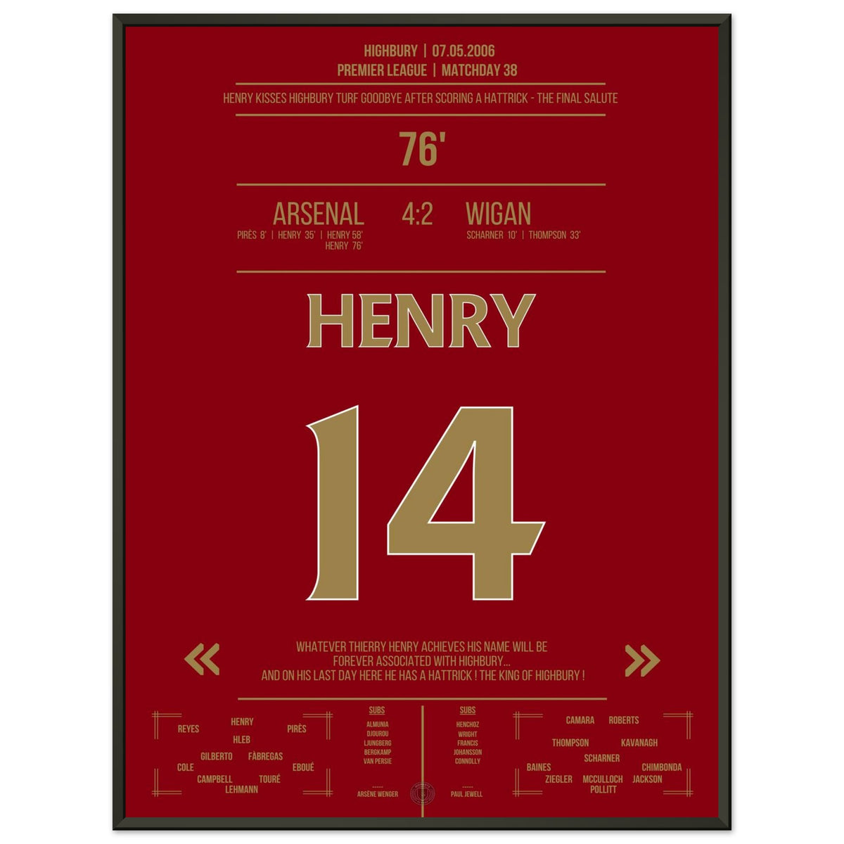 Thierry Henry Hat-trick Last Game at Highbury Arsenal - Wigan - The Final Salute