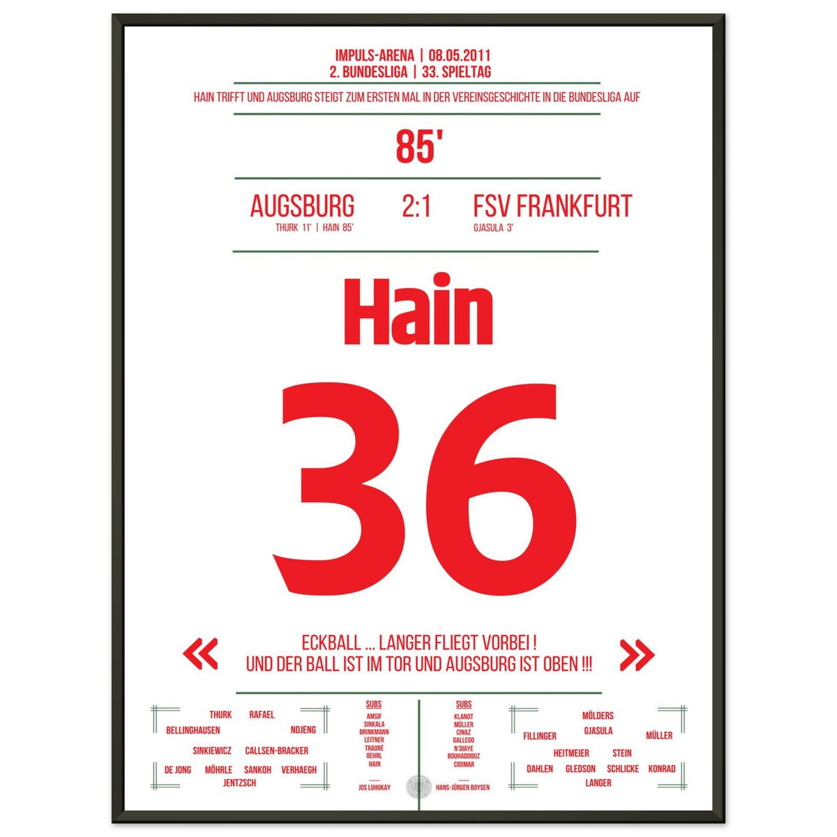 Hain fires Augsburg to Bundesliga promotion 2011
