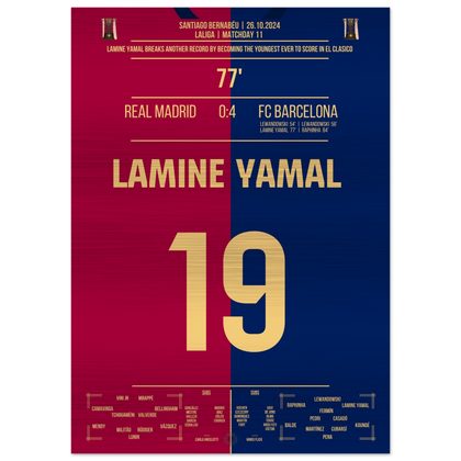 (Metal Print) Lamine Yamal breaks record and becomes youngest goalscorer in the history of "El Clasico"