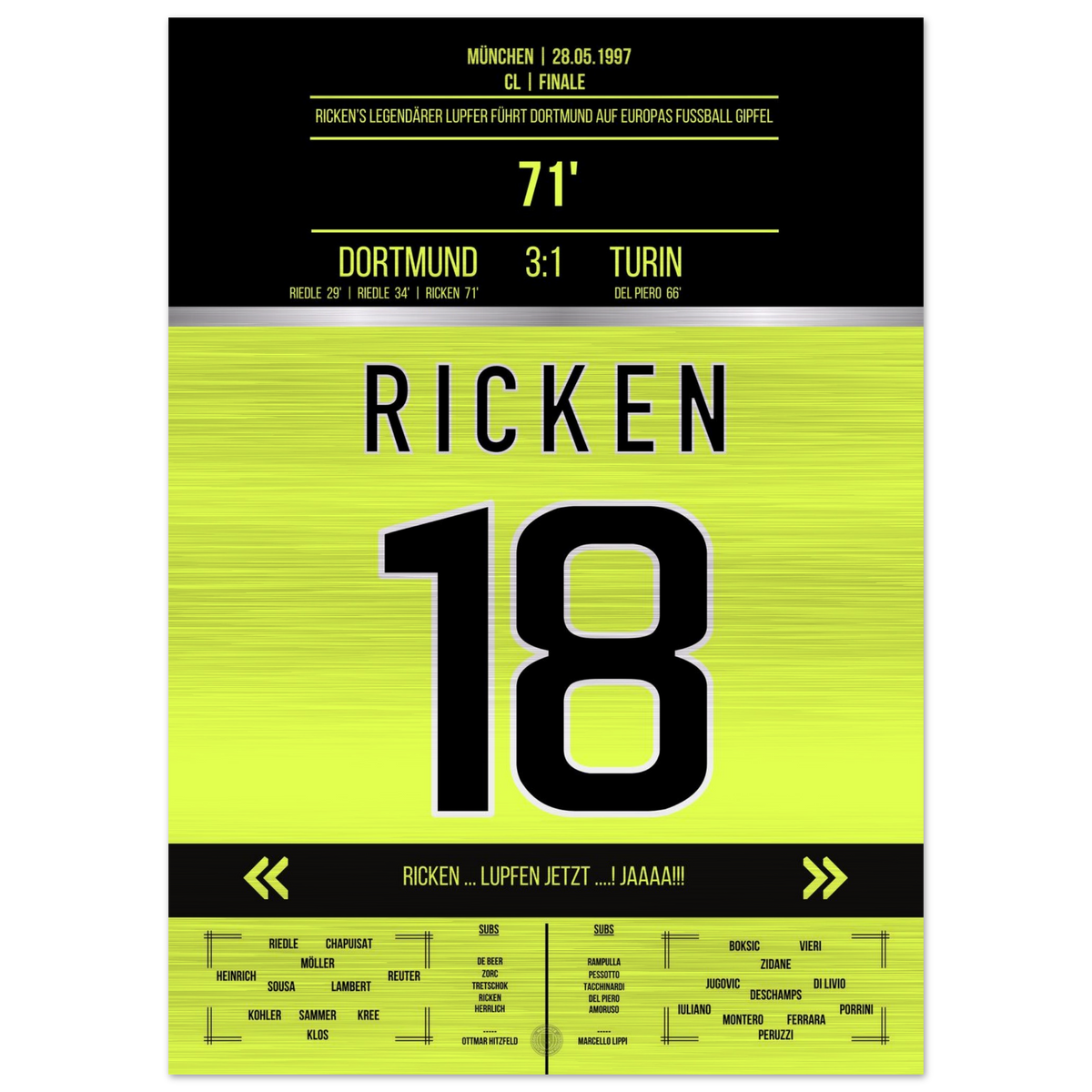 (Metal Print) Rickens legendary lob 1997
