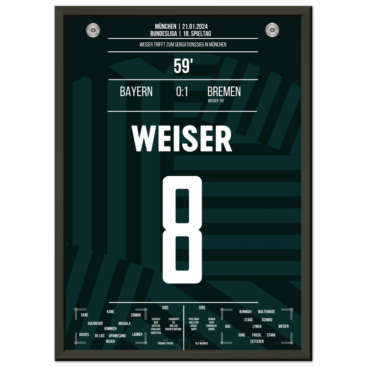 Weiser fires Werder to an away victory in Munich