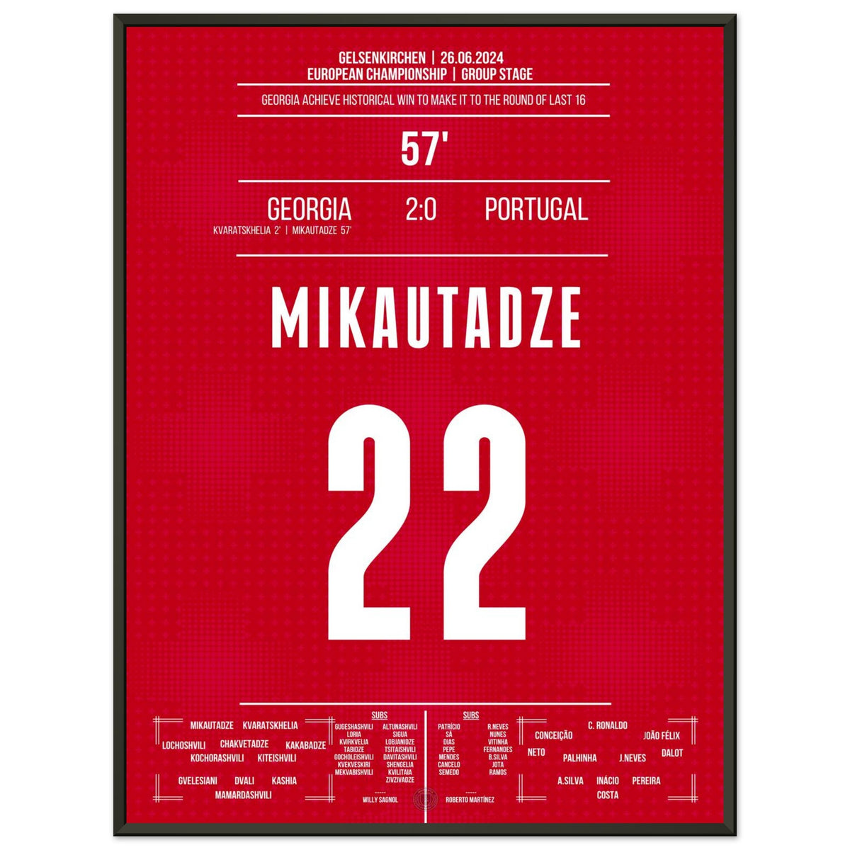 Mikautadze scores the decisive goal in Georgia's historic victory to advance to the Round of 16.