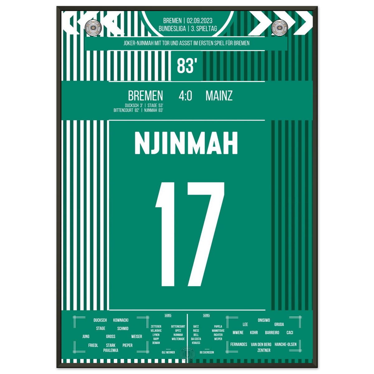 Joker-Njinmah with his first Bundesliga goal