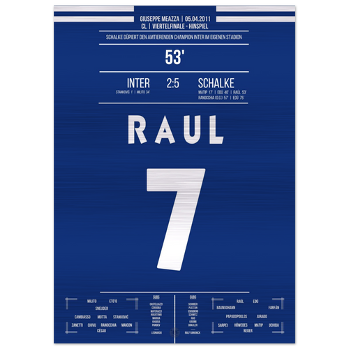 (Metal Print) Raul show during the gala victory against defending champions Inter in the CL quarter-finals 2011