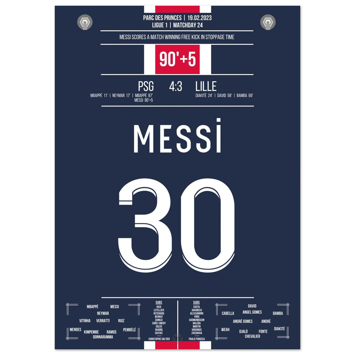 Messi scores with a last-minute free kick for PSG.