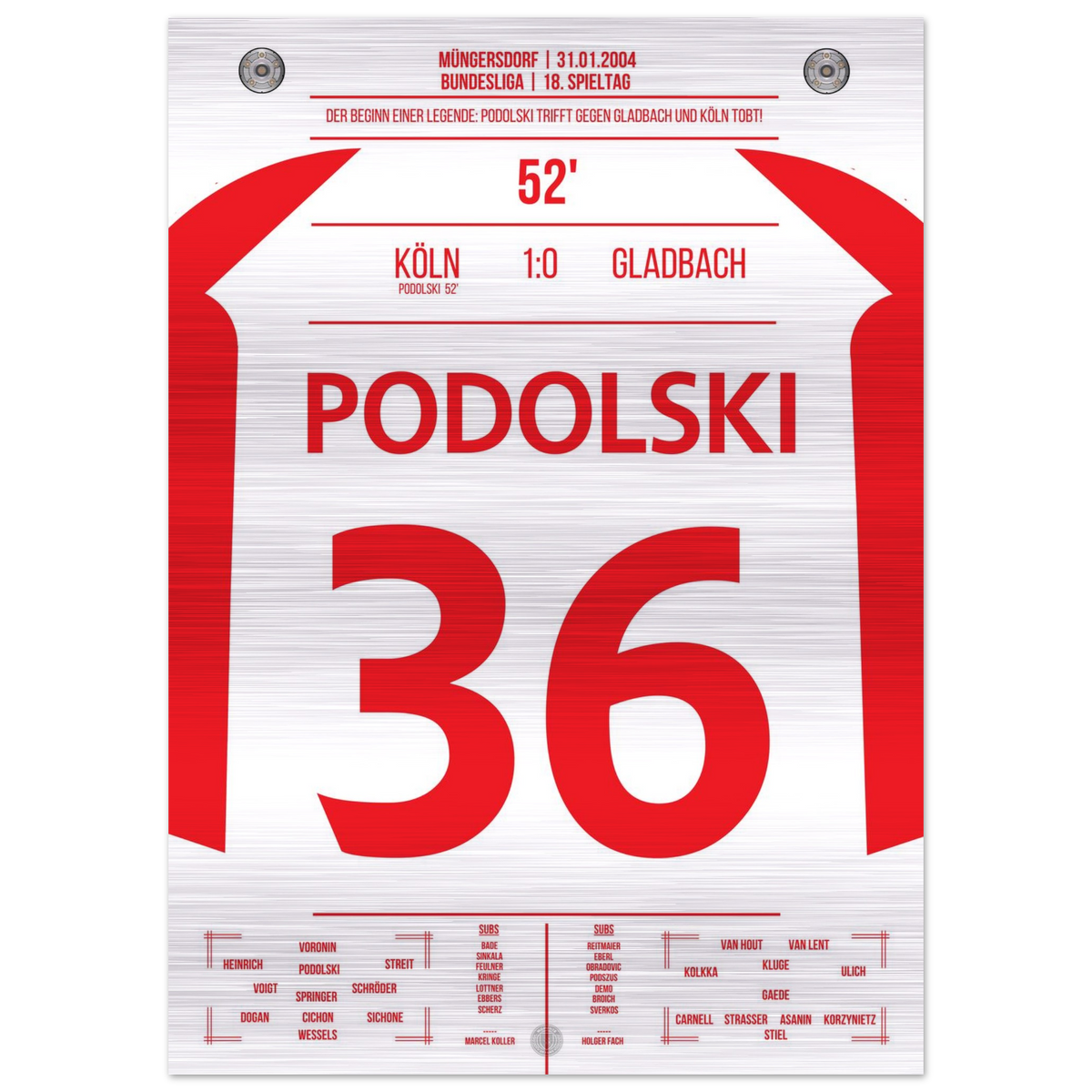 (Metal Print) Podolski the match winner in the derby in Cologne's first win against Gladbach in 6 years