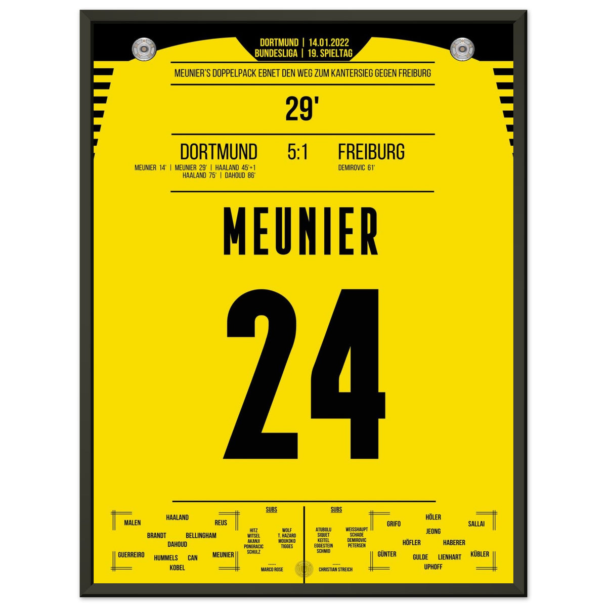 Meunier's double pack against Freiburg