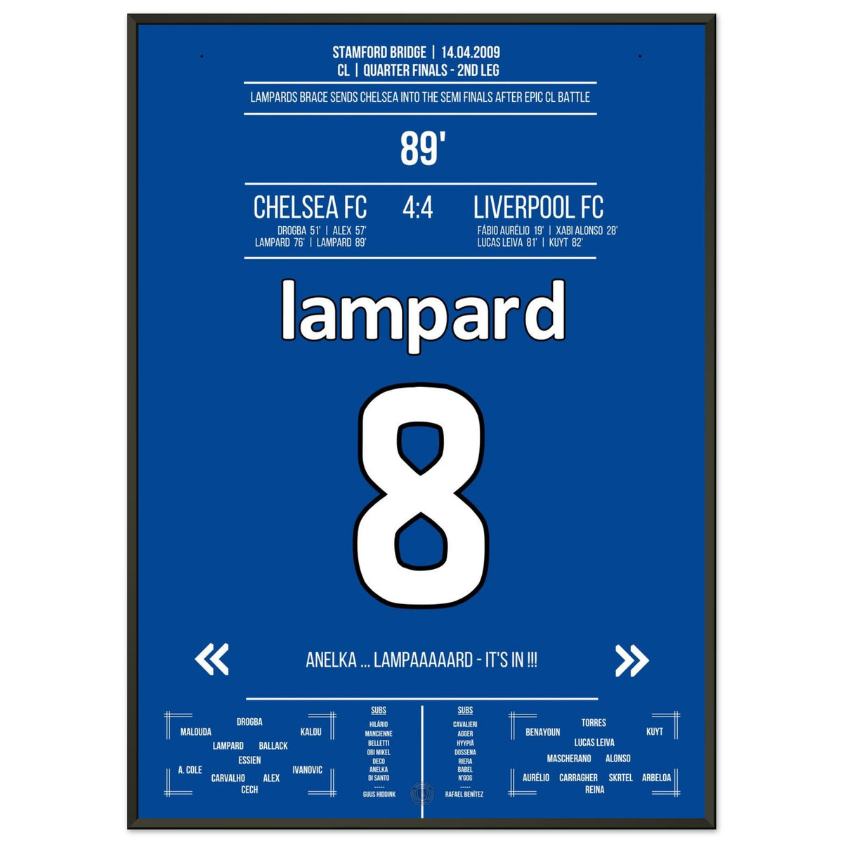 Lampard scores 2 goals for Chelsea in the 2009 Champions League against Liverpool