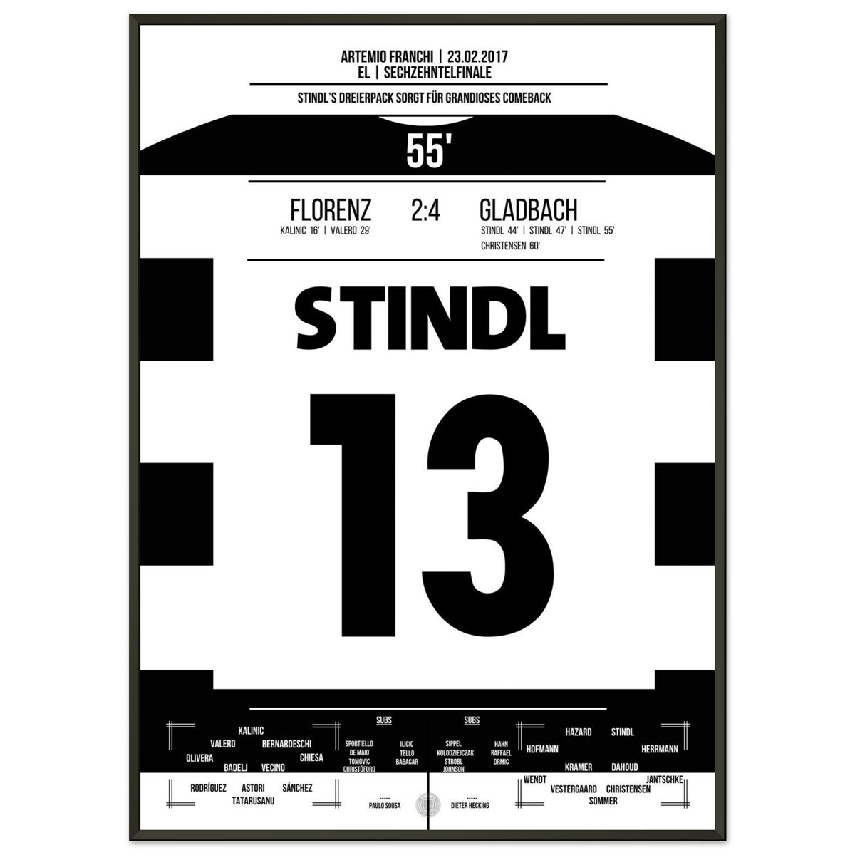 Stindl hat-trick in a furious comeback in the 2017 European Cup