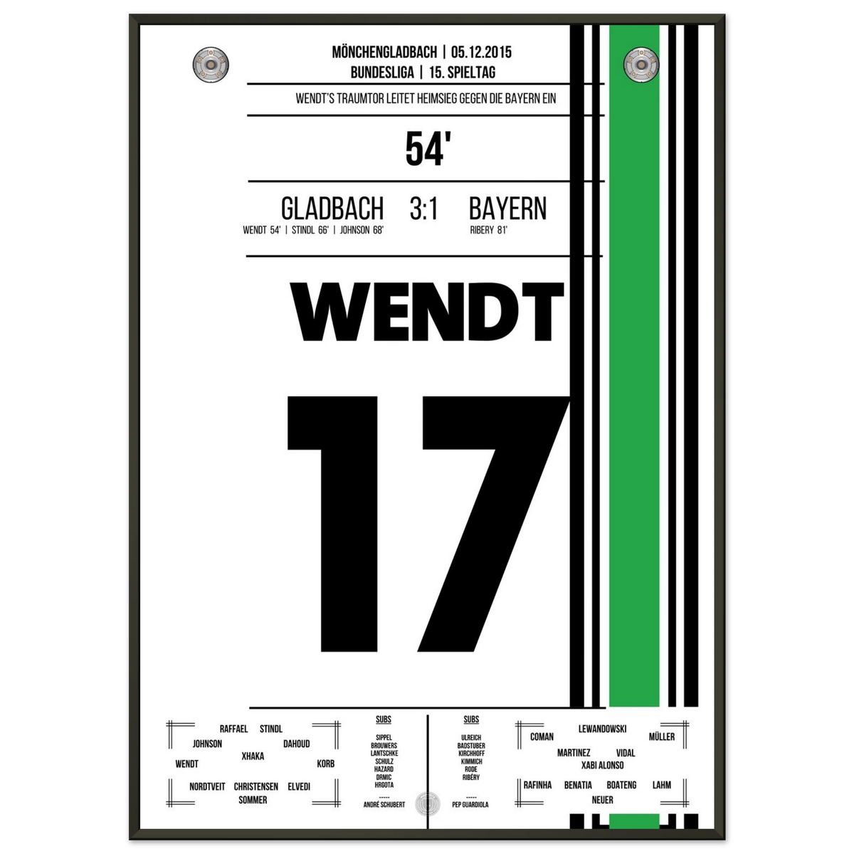 Wendt's dream goal in the home win against Bayern in 2015