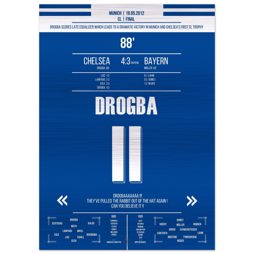 (Metal Print) Drogba header goal in the final against Bayern