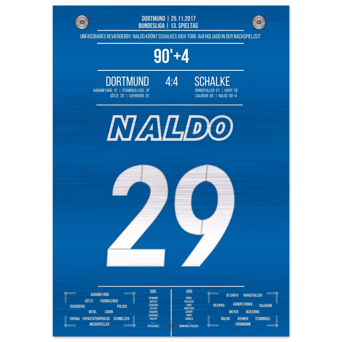 (Metal Print) Naldo's equalizer in a wild comeback in the Revierderby