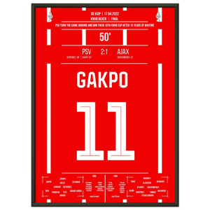 Gakpo mit Siegtreffer im Pokalfinale gegen Ajax 2017 50x70-cm-20x28-Schwarzer-Aluminiumrahmen