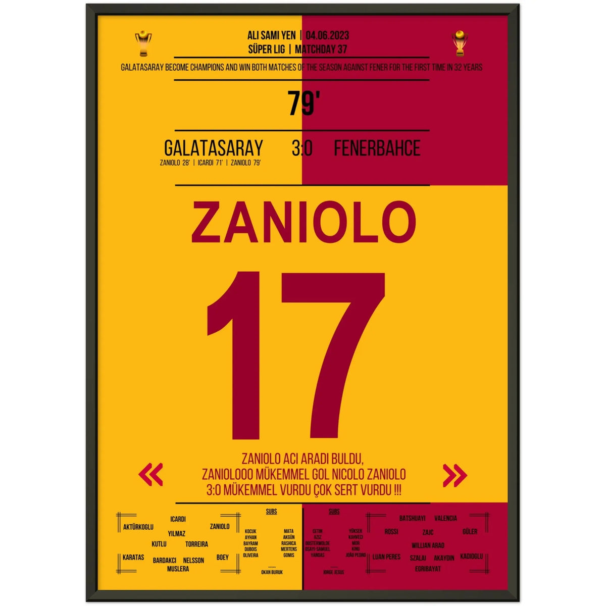 Galatasaray celebrates the championship with a second derby win against Fenerbahce 2023