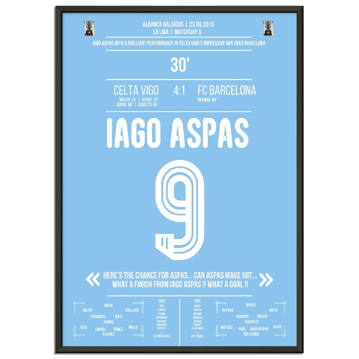 Iago Aspas with a brace against Barcelona La Liga 2015/16