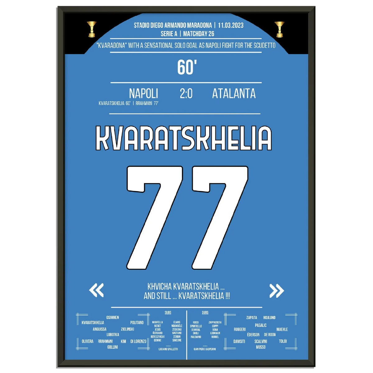 Kvaratskhelia with a phenomenal solo goal against Atalanta in the race for the 2023 Scudetto